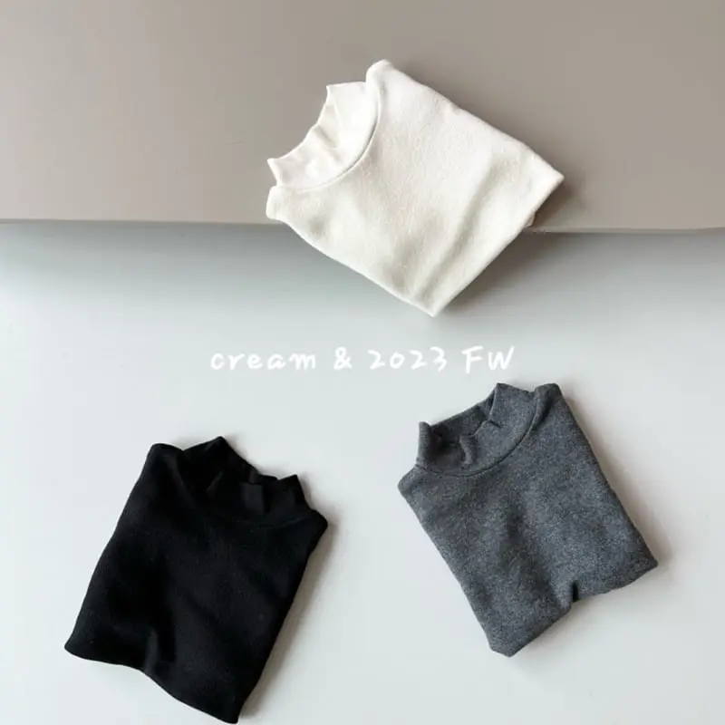 Cream Bbang - Korean Children Fashion - #childofig - Fleece Half Turtleneck Tee - 2