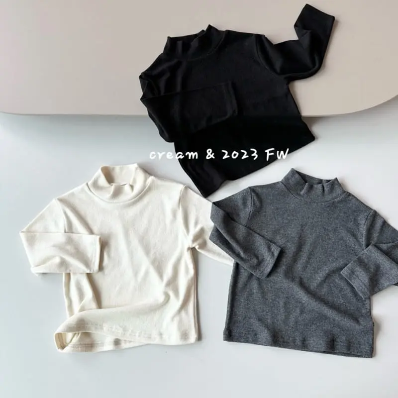 Cream Bbang - Korean Children Fashion - #childofig - Fleece Half Turtleneck Tee - 3