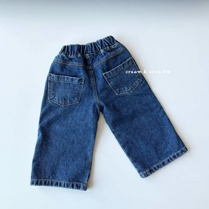 Cream Bbang - Korean Children Fashion - #discoveringself - Fleece Denim Wide Pants - 6