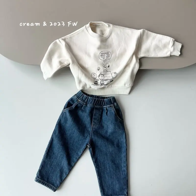 Cream Bbang - Korean Children Fashion - #discoveringself - Fleece Denim Straight Baggy - 8