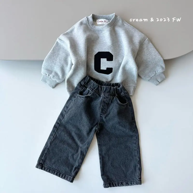Cream Bbang - Korean Children Fashion - #kidsshorts - Fleece Denim Wide Pants - 8