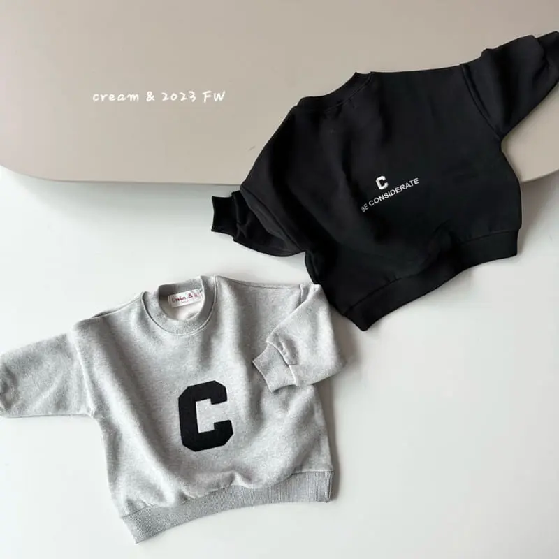 Cream Bbang - Korean Children Fashion - #kidsstore - Fleece Front Back Embroidery Sweatshirt