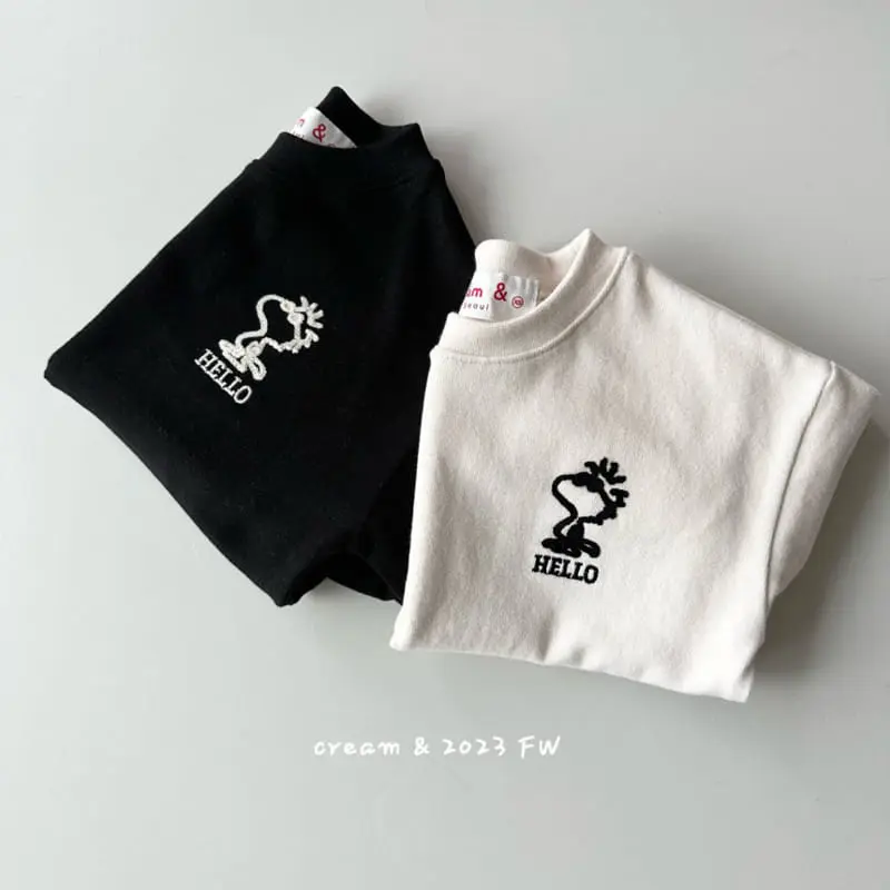 Cream Bbang - Korean Children Fashion - #littlefashionista - Fleece Hello Embroidery