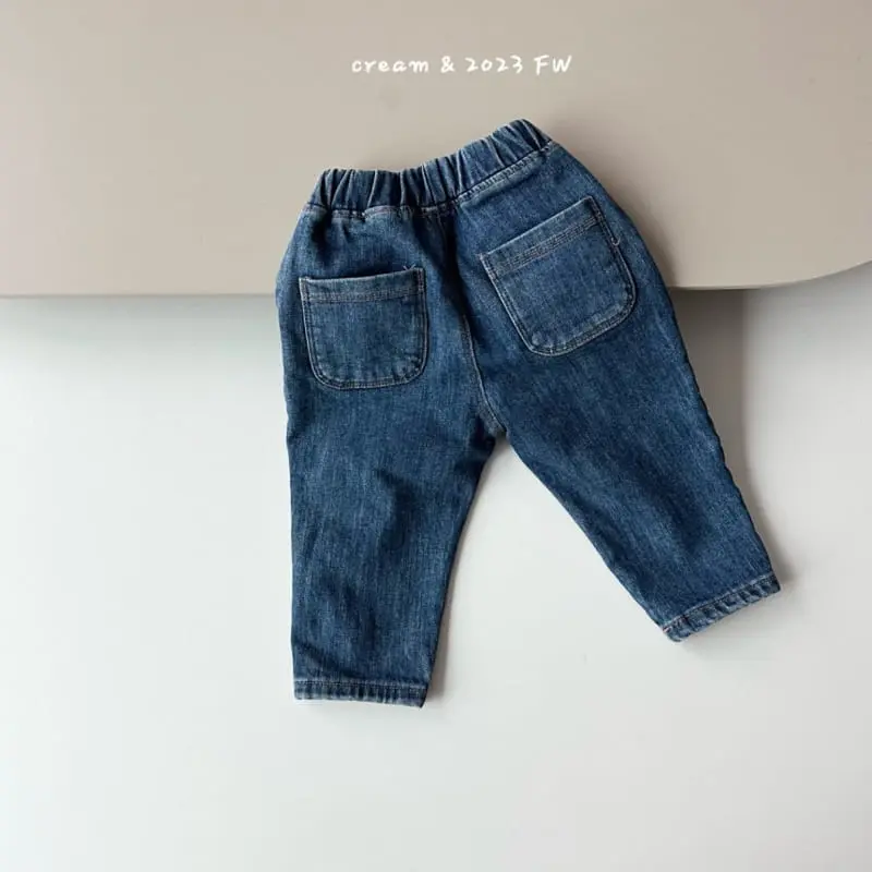 Cream Bbang - Korean Children Fashion - #prettylittlegirls - Fleece Denim Straight Baggy - 3