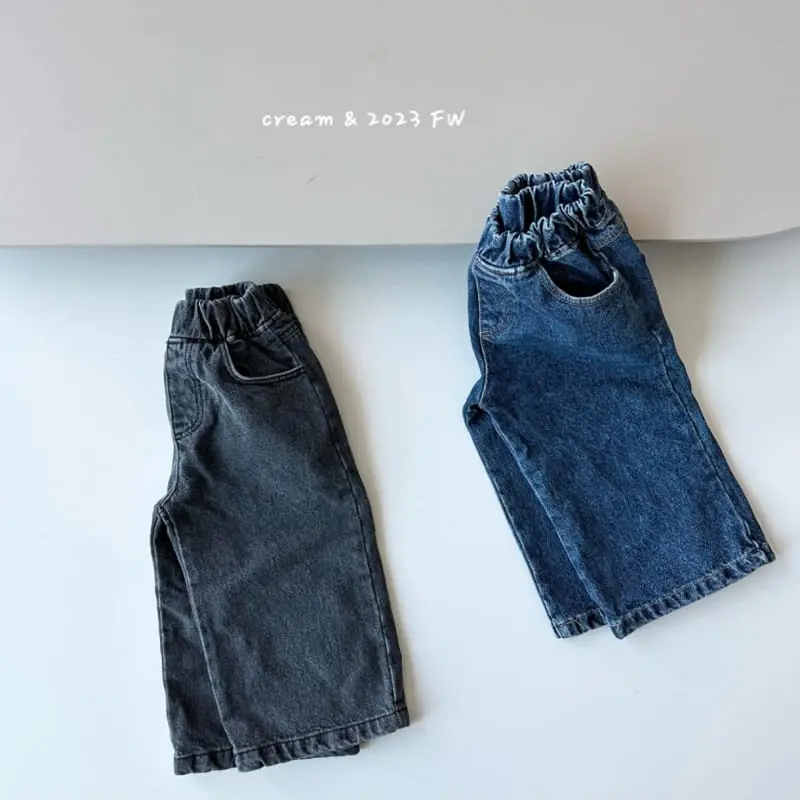 Cream Bbang - Korean Children Fashion - #toddlerclothing - Fleece Denim Wide Pants