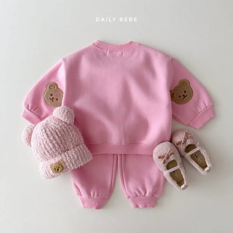 Daily Bebe - Korean Children Fashion - #Kfashion4kids - Bear Patch Top Bottom Set