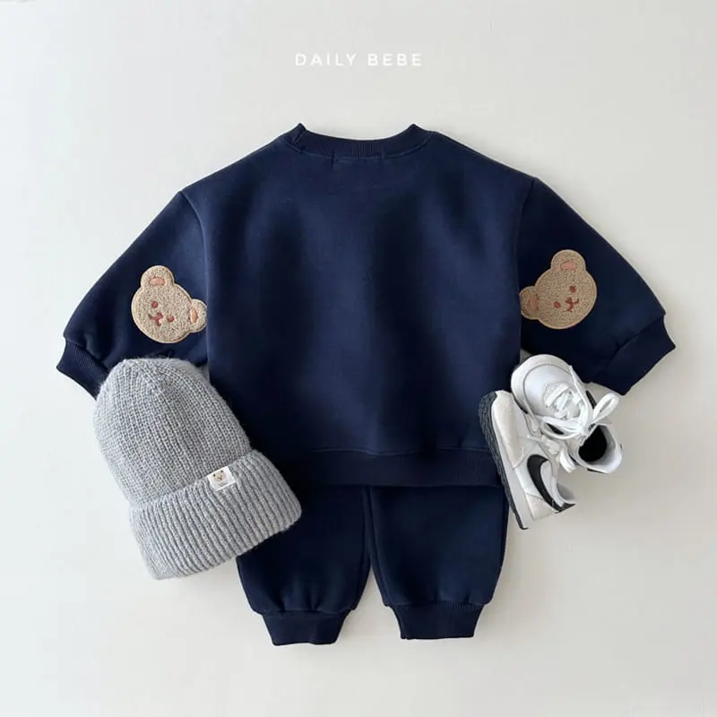 Daily Bebe - Korean Children Fashion - #childofig - Bear Patch Top Bottom Set - 6