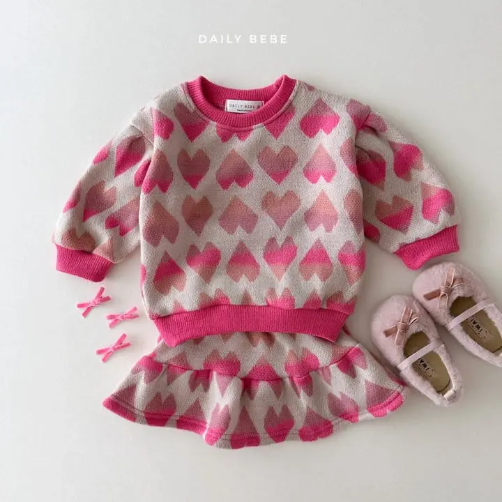 Daily Bebe - Korean Children Fashion - #kidsstore - Heart Jacquard Set - 2