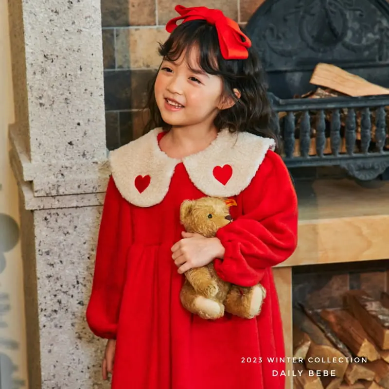 Daily Bebe - Korean Children Fashion - #kidzfashiontrend - Heart Bbogle One-piece - 6