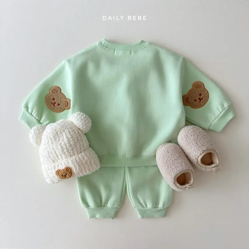 Daily Bebe - Korean Children Fashion - #magicofchildhood - Bear Patch Top Bottom Set - 3