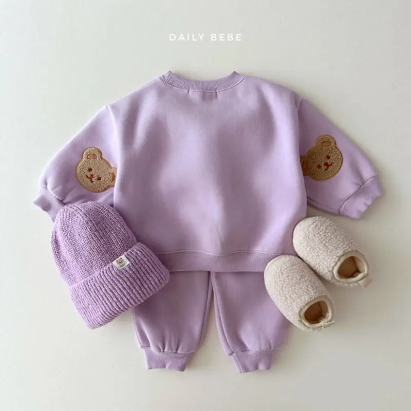 Daily Bebe - Korean Children Fashion - #magicofchildhood - Bear Patch Top Bottom Set - 4