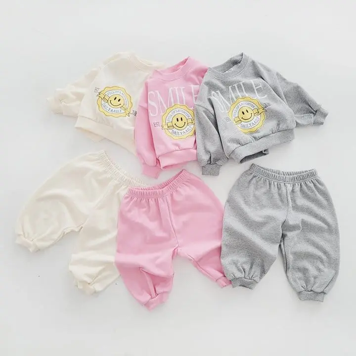 Daily Daily - Korean Children Fashion - #Kfashion4kids - Kids Daily Smile Top Bottom Set - 11
