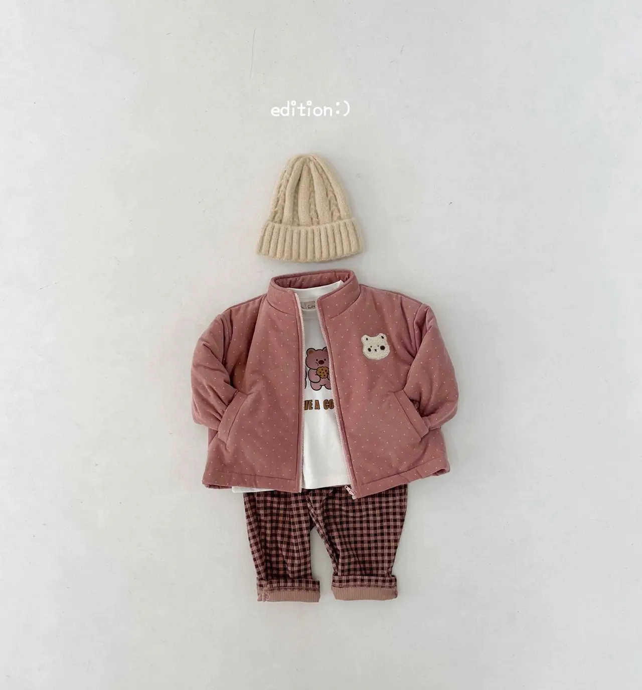 Edition - Korean Children Fashion - #Kfashion4kids - Cookie Bear Check Set - 5