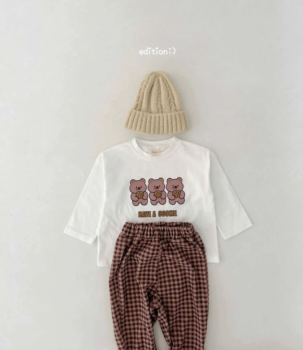 Edition - Korean Children Fashion - #kidsstore - Cookie Bear Check Set - 4