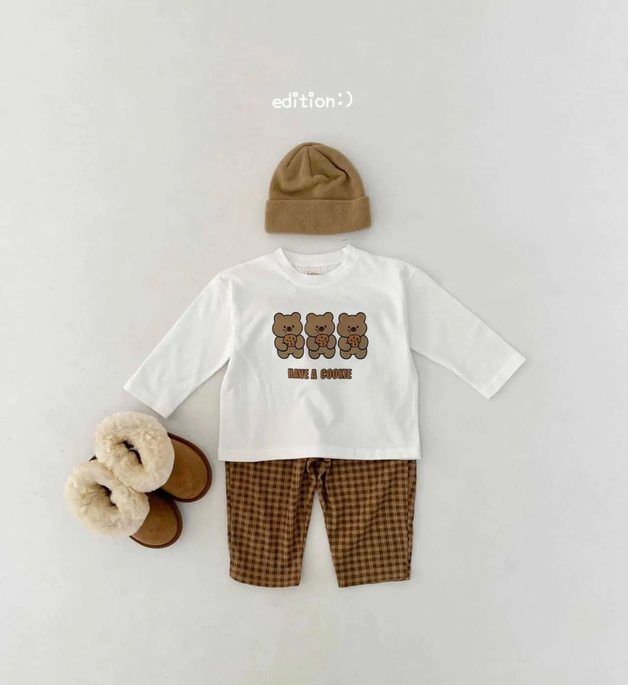 Edition - Korean Children Fashion - #magicofchildhood - Cookie Bear Check Set - 7