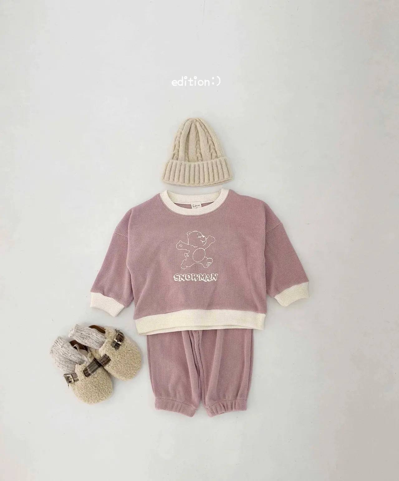 Edition - Korean Children Fashion - #magicofchildhood - Waffle Piping Bear Set - 3