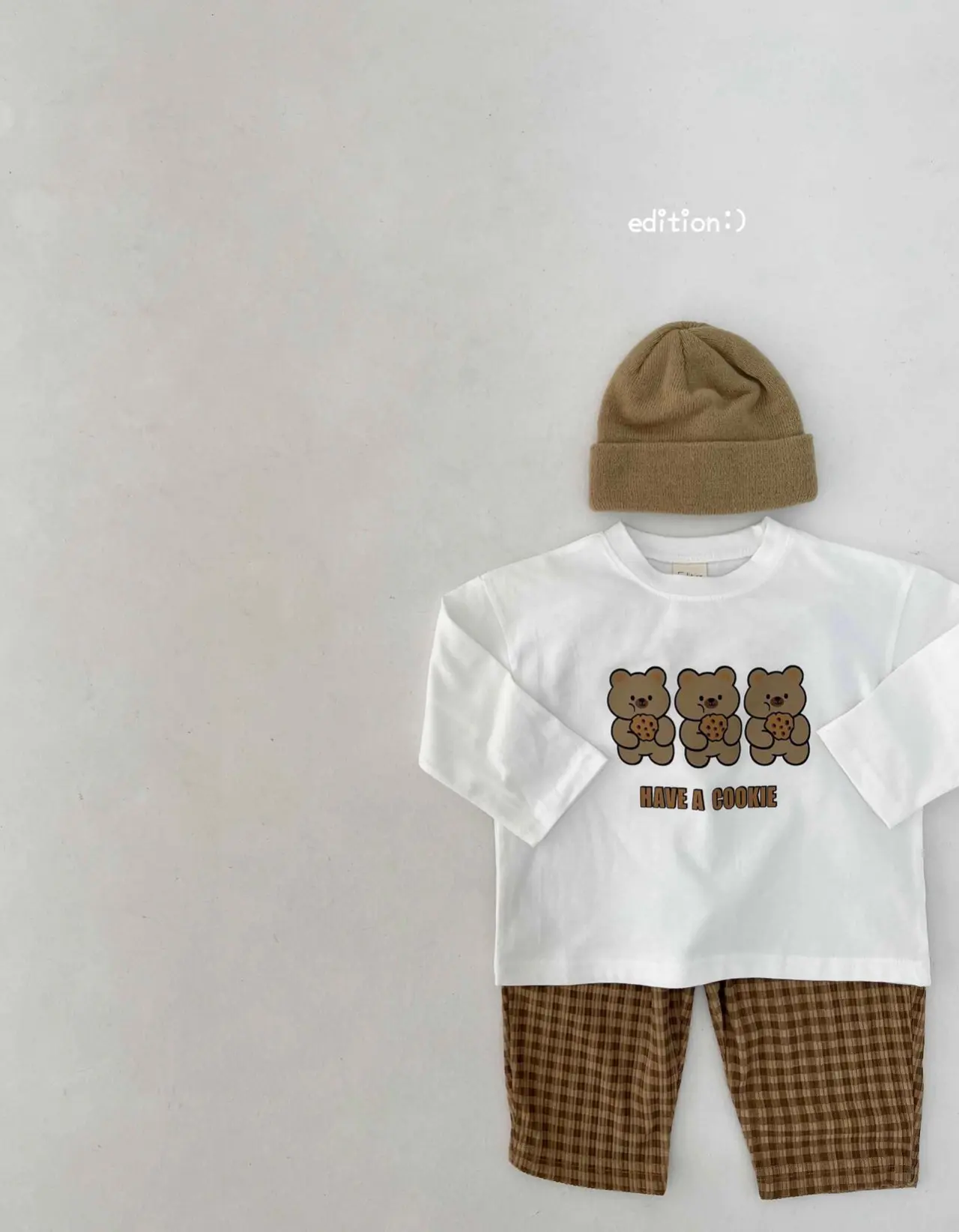 Edition - Korean Children Fashion - #minifashionista - Cookie Bear Check Set - 8