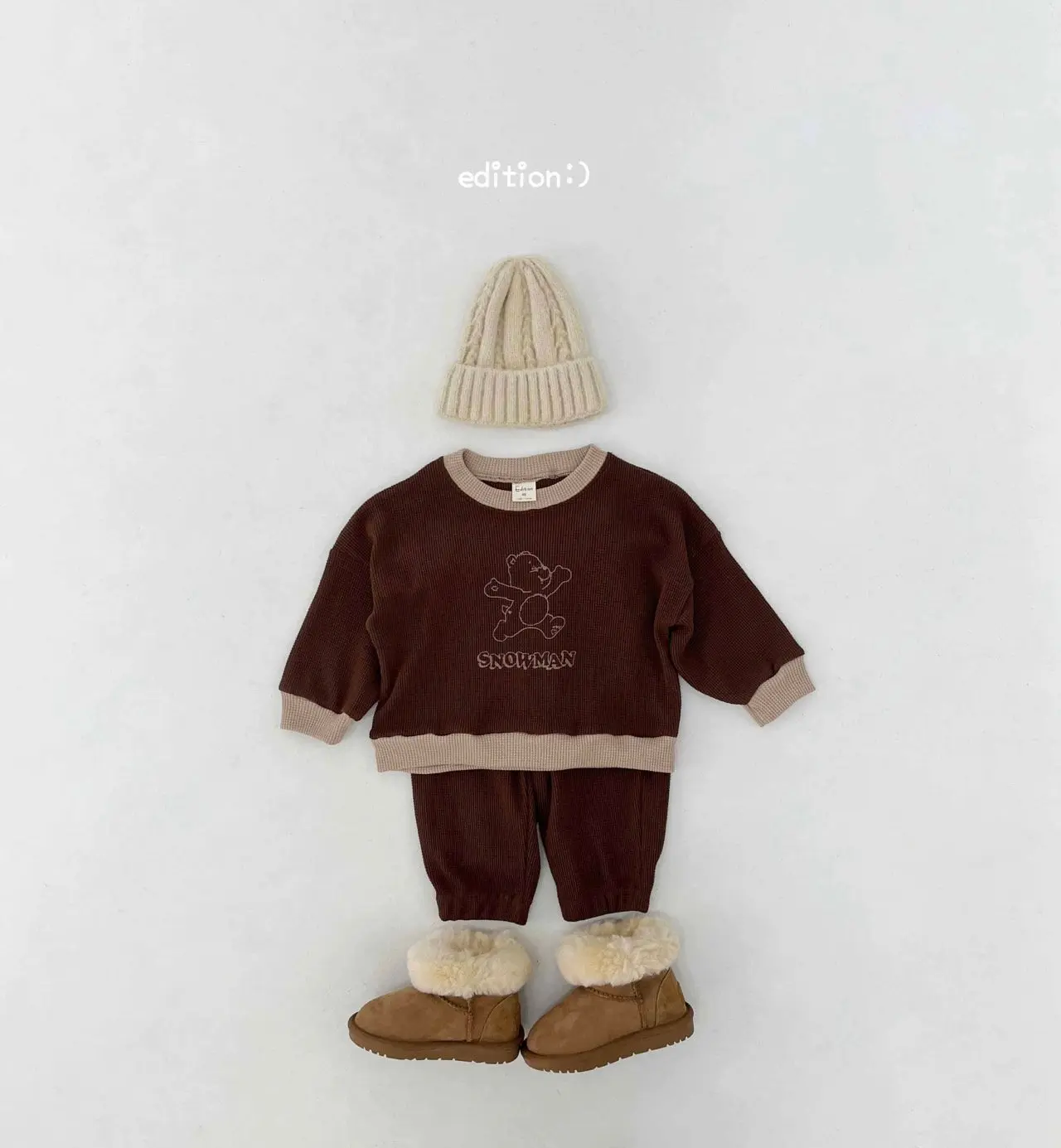 Edition - Korean Children Fashion - #prettylittlegirls - Waffle Piping Bear Set - 5