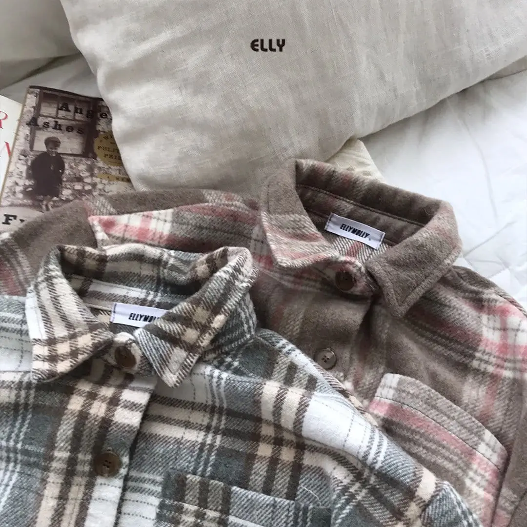 Ellymolly - Korean Children Fashion - #childrensboutique - W Box Check Shirt - 4