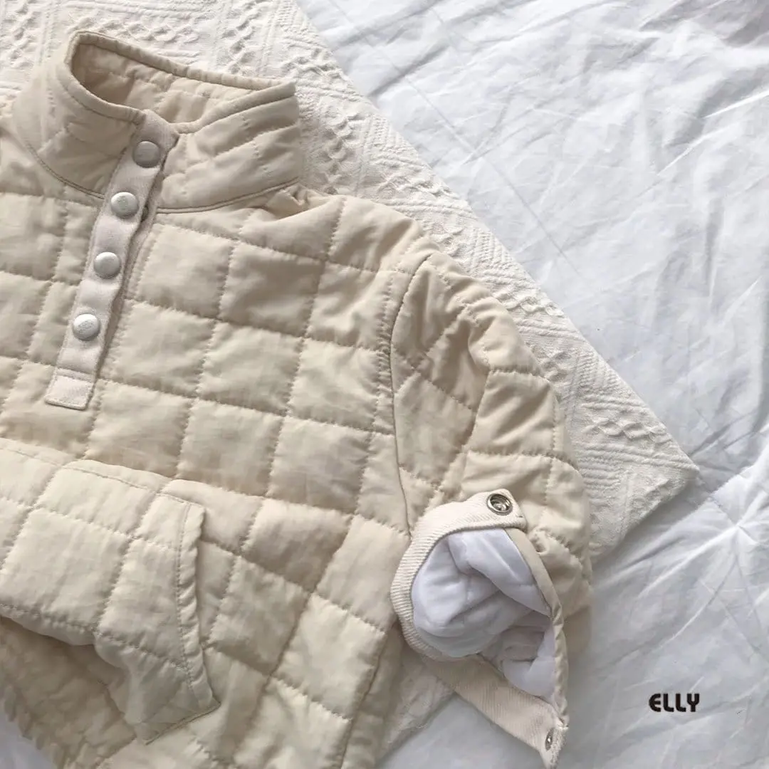 Ellymolly - Korean Children Fashion - #kidsshorts - Atom Padding Half Zip-Up - 3