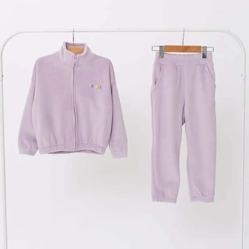 Fashion King - Korean Children Fashion - #Kfashion4kids - Veloure Zip up Top Bottom Set - 12