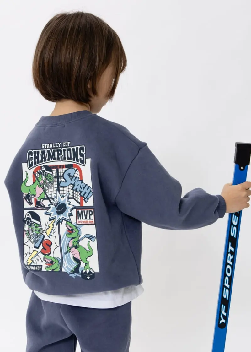 Fashion King - Korean Children Fashion - #Kfashion4kids - Hockey Dino Top Bottom Set - 10