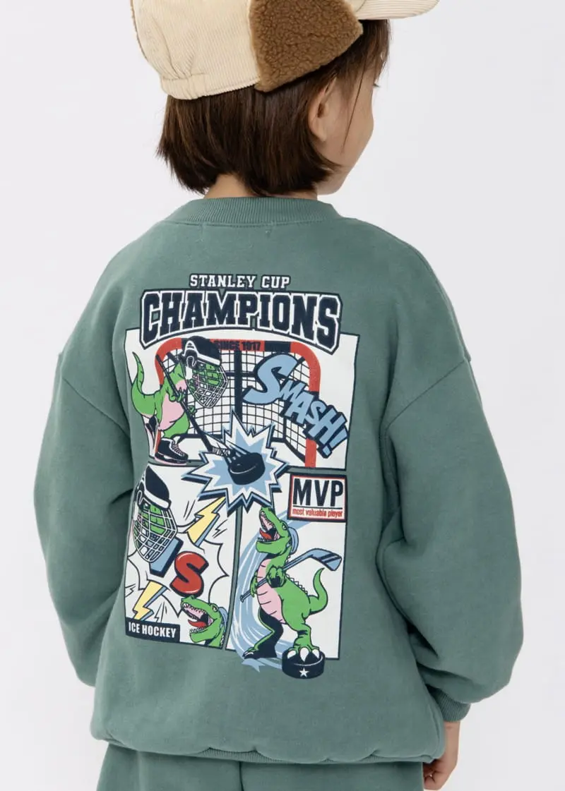 Fashion King - Korean Children Fashion - #fashionkids - Hockey Dino Top Bottom Set - 6