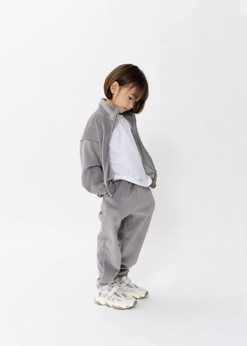 Fashion King - Korean Children Fashion - #kidsstore - Veloure Zip up Top Bottom Set - 10