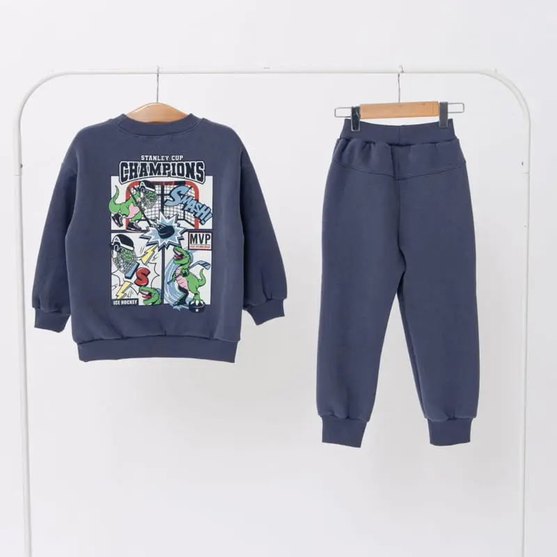Fashion King - Korean Children Fashion - #magicofchildhood - Hockey Dino Top Bottom Set - 12
