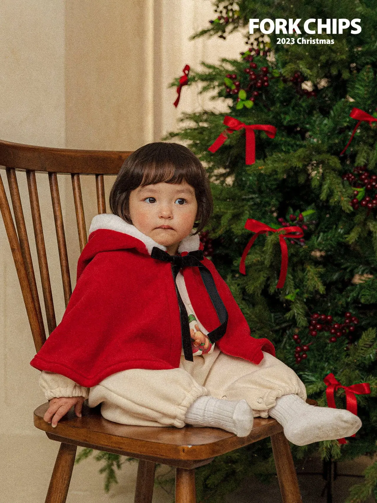 Fork Chips - Korean Baby Fashion - #onlinebabyboutique - Santa Cape - 8