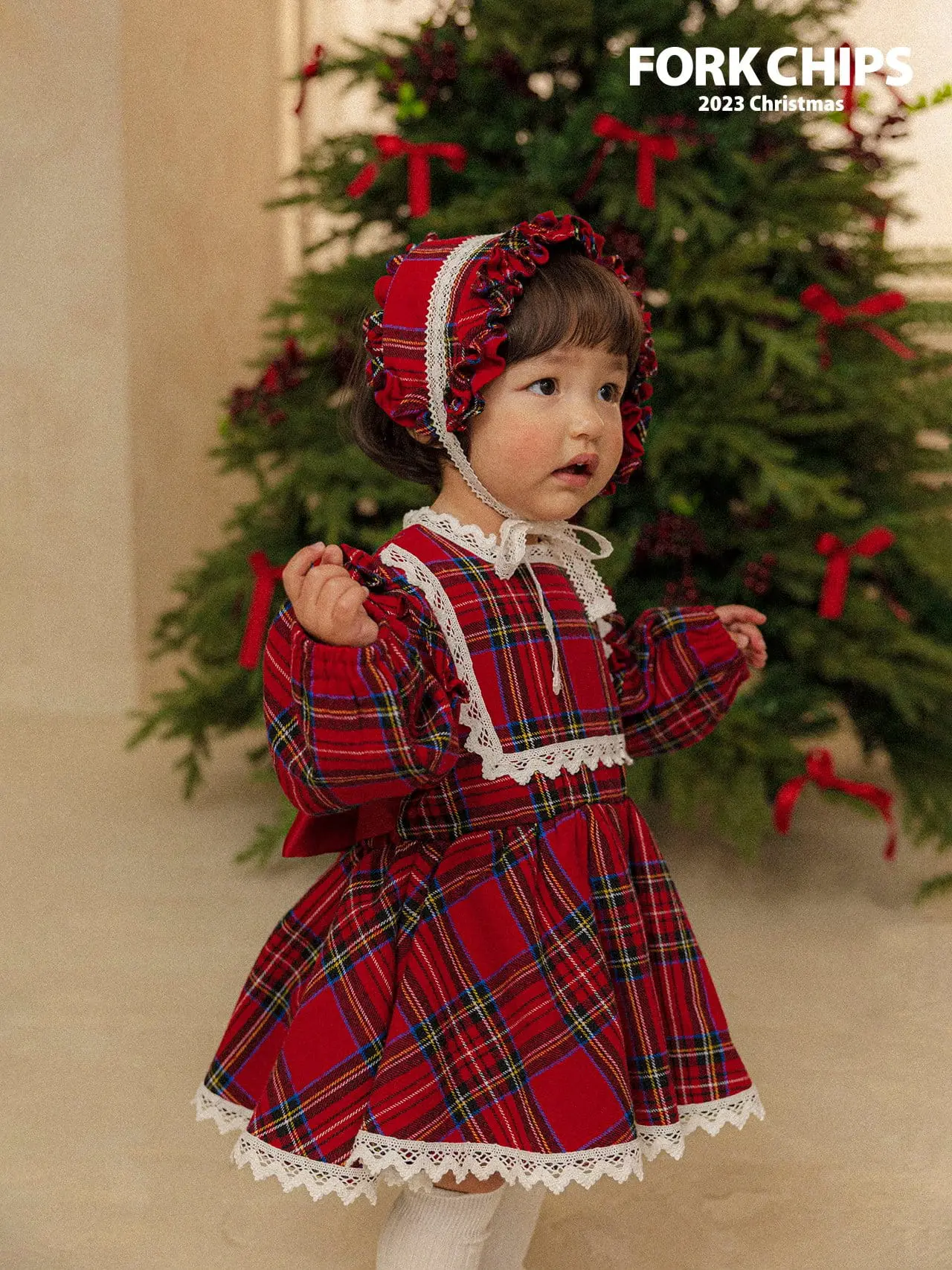 Fork Chips - Korean Children Fashion - #stylishchildhood - Check Frill Hair Band - 10