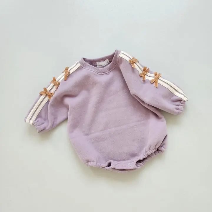From J - Korean Baby Fashion - #babywear - Mini Ribbon Fleece Bodysuit - 3