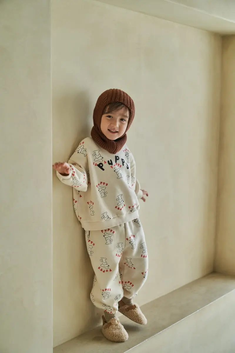 Green Tomato - Korean Children Fashion - #childrensboutique - Puppy Top Bottom Set - 7