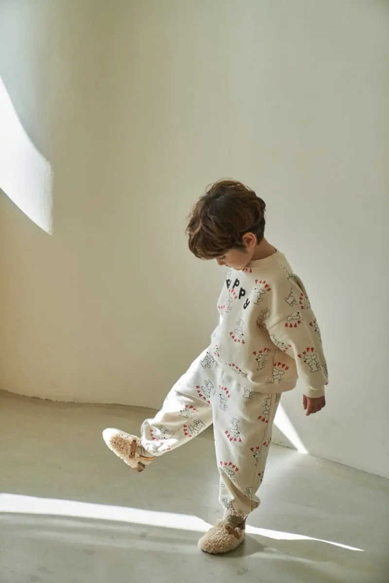 Green Tomato - Korean Children Fashion - #designkidswear - Puppy Top Bottom Set - 8