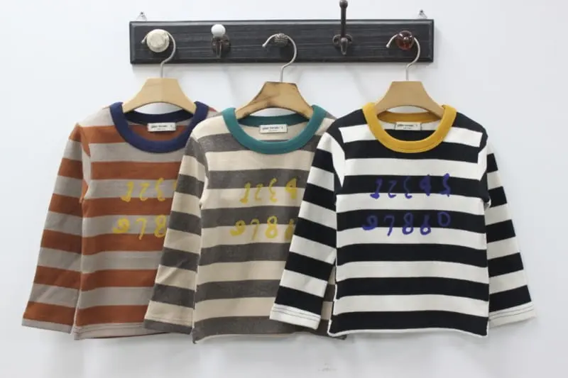 Green Tomato - Korean Children Fashion - #discoveringself - Stripes Number Tee - 12