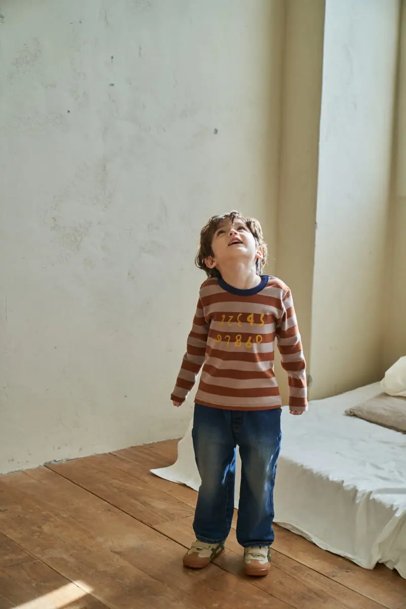 Green Tomato - Korean Children Fashion - #kidsstore - Stripes Number Tee