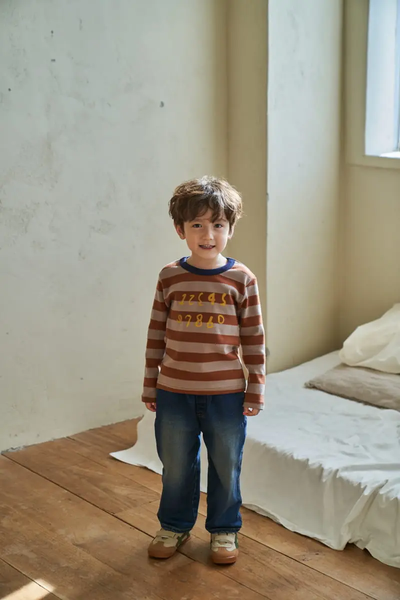 Green Tomato - Korean Children Fashion - #kidzfashiontrend - Stripes Number Tee - 2