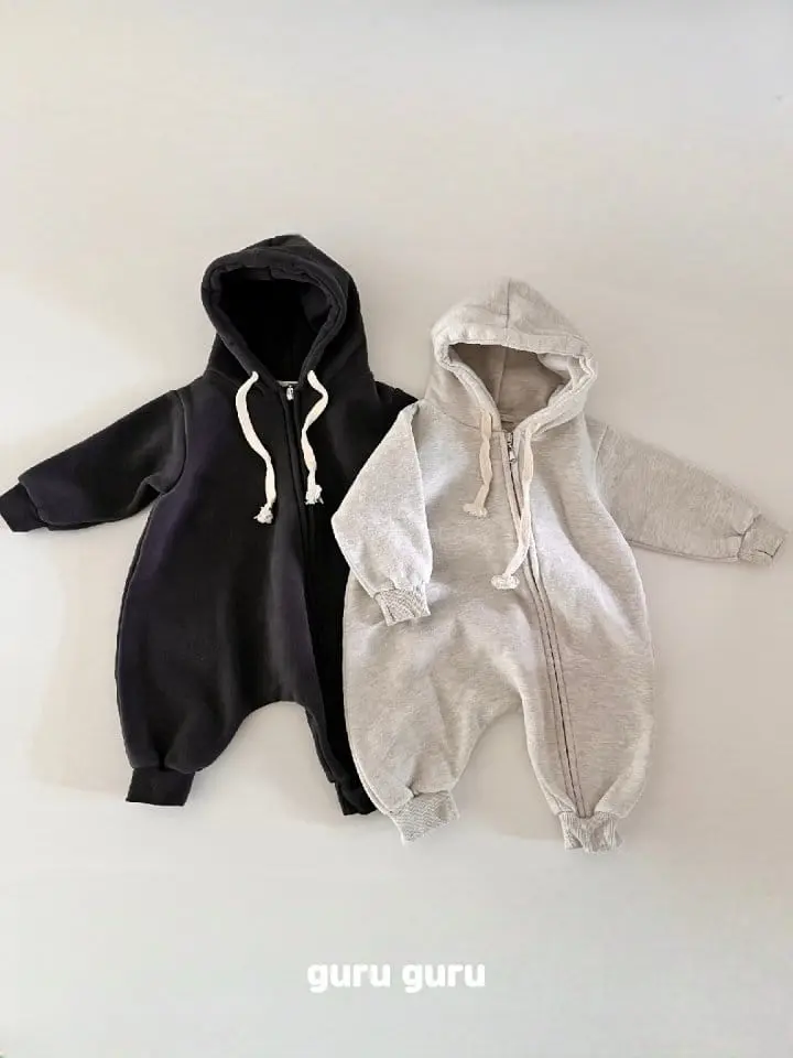 Guru Guru - Korean Baby Fashion - #onlinebabyboutique - Fleece Hoody Romper - 4
