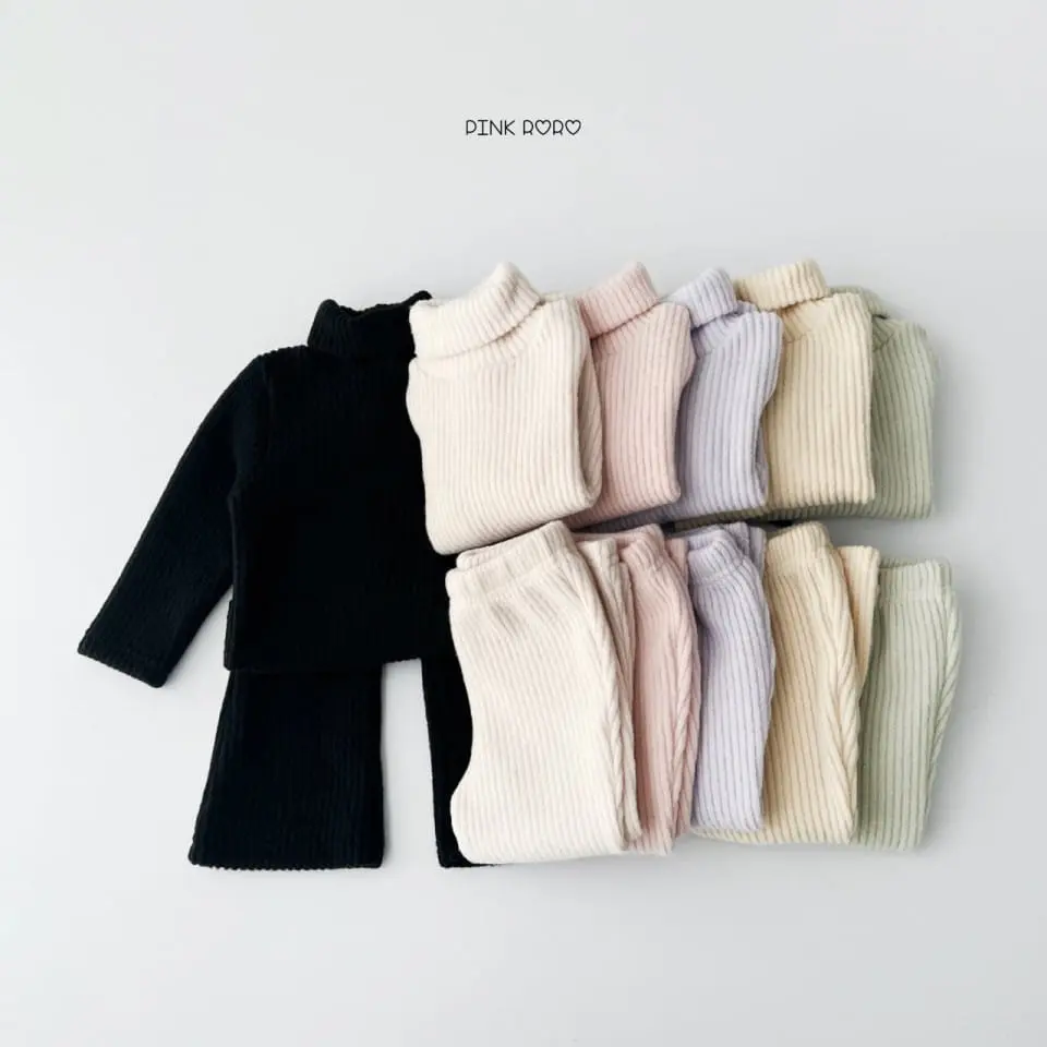 Haro Haro - Korean Children Fashion - #discoveringself - Knit Turtleneck Boots Cut Top Bottom Set