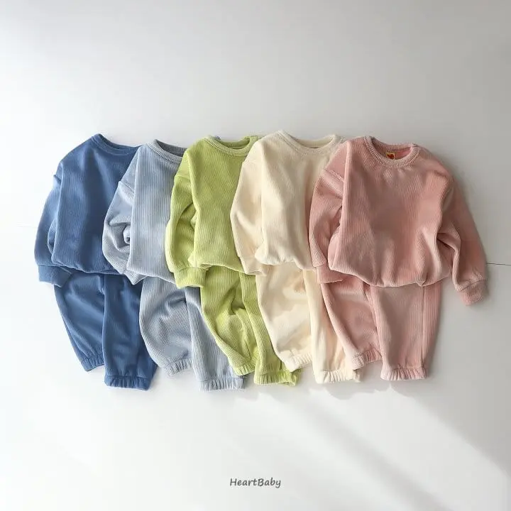 Heart Baby - Korean Children Fashion - #childofig - Mink Rib Top Bottom Set - 5