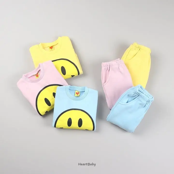 Heart Baby - Korean Children Fashion - #kidsshorts - Smile Top Bottom Set - 6