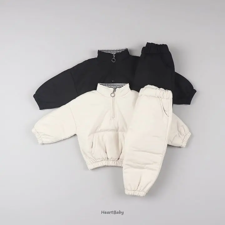 Heart Baby - Korean Children Fashion - #minifashionista - Padding Check Point TOp Bottom Set