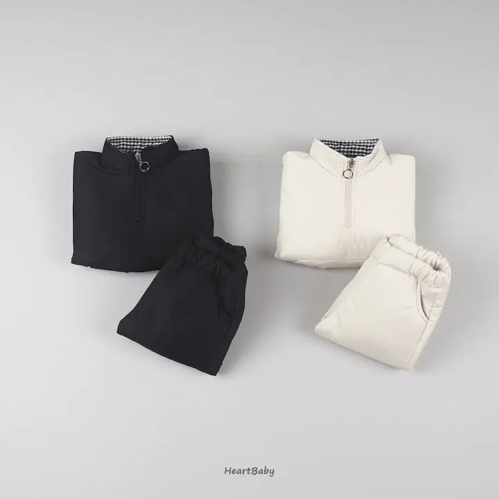 Heart Baby - Korean Children Fashion - #todddlerfashion - Padding Check Point TOp Bottom Set - 3