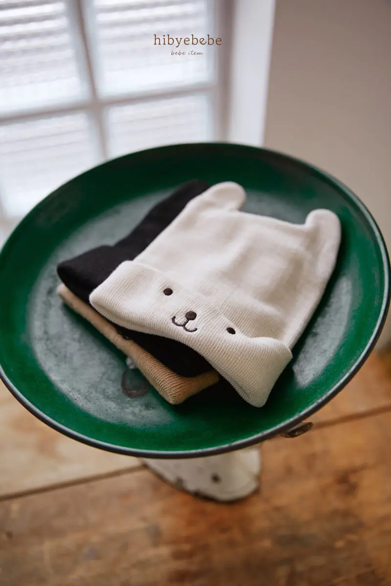 Hi Byebebe - Korean Baby Fashion - #babyclothing - Bear Embroidery Beanie - 5