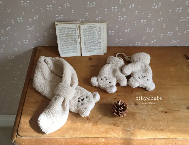 Hi Byebebe - Korean Baby Fashion - #babyfashion - Aniaml Gloves Muffler Set - 4