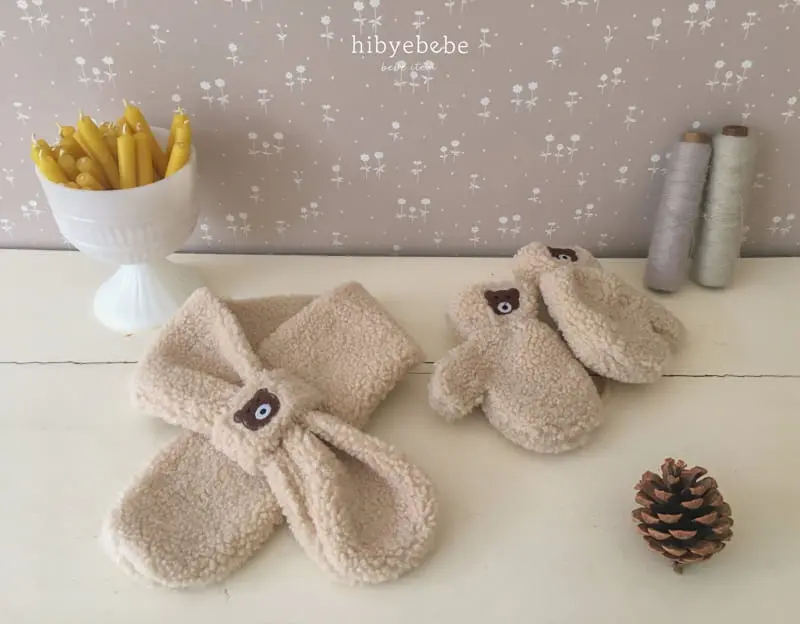 Hi Byebebe - Korean Baby Fashion - #babyfever - Bear Bbogle Muffler Set - 3
