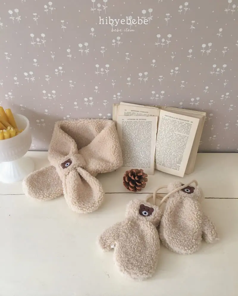 Hi Byebebe - Korean Baby Fashion - #babyfever - Bear Bbogle Muffler Set - 4