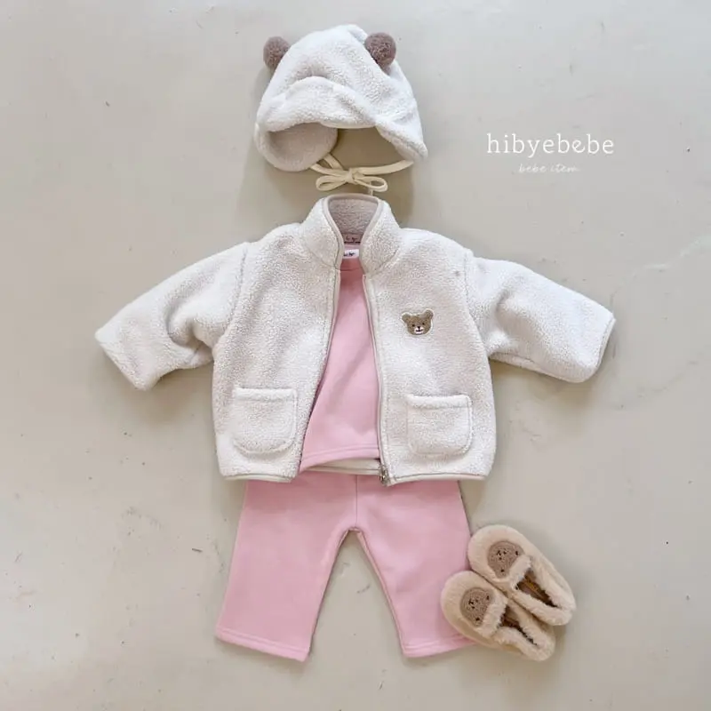 Hi Byebebe - Korean Baby Fashion - #babylifestyle - Bear Fleece Top Bottom Set - 12