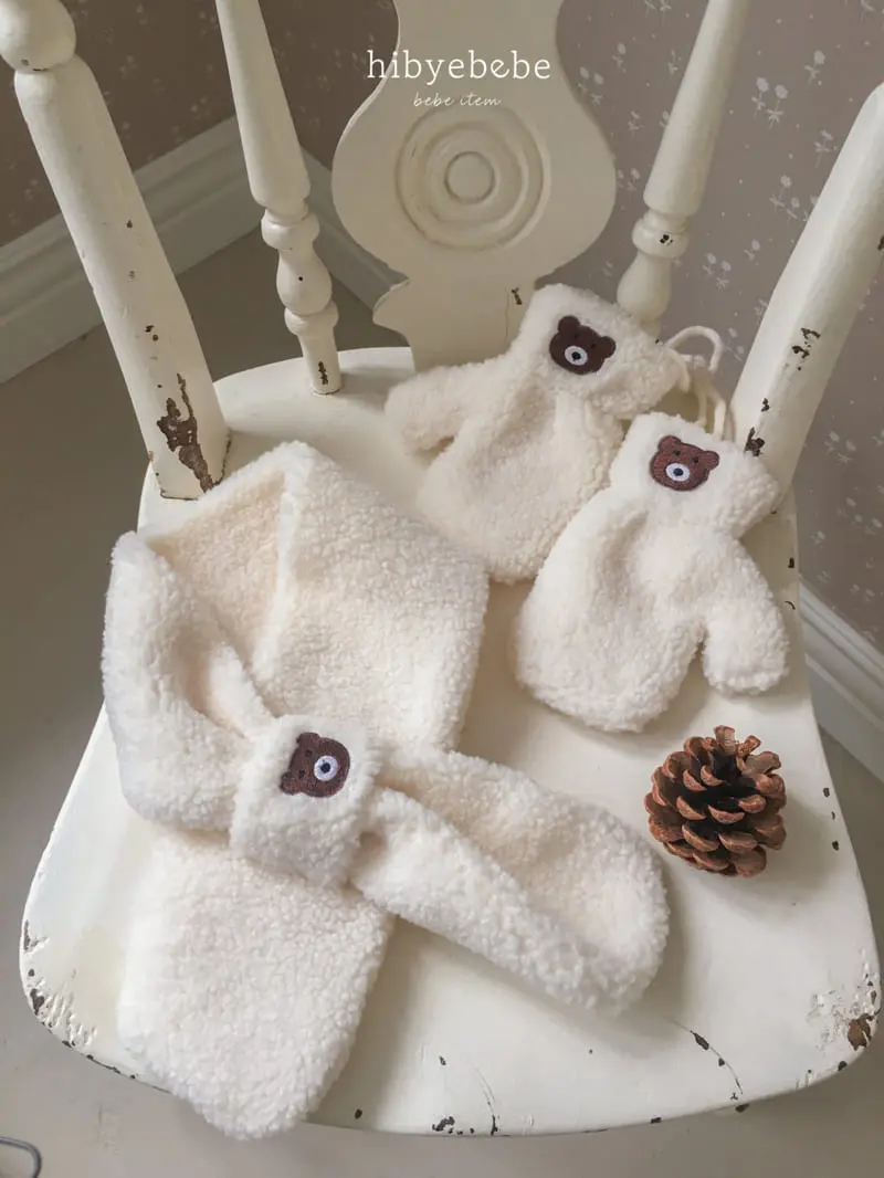 Hi Byebebe - Korean Baby Fashion - #babyootd - Bear Bbogle Muffler Set - 7