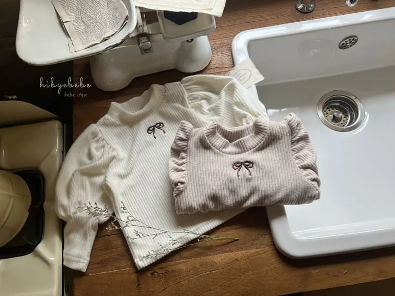 Hi Byebebe - Korean Baby Fashion - #babyoutfit - Ribbon Rib Pugg Tee - 5